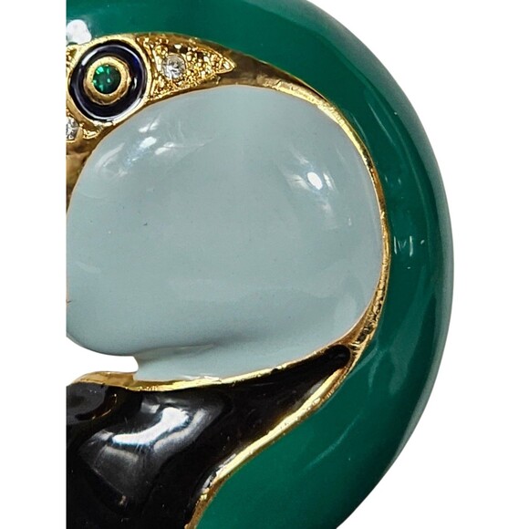 Vintage Multi Color Enamel Parrot Bird Brooch Pin Gold Trim Retro Bulky - Picture 8 of 9